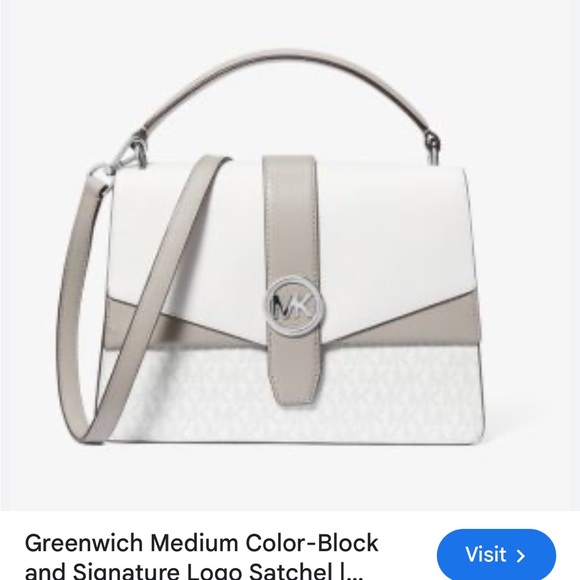 Michael Kors White and Gray Satchel with Signature Hardware